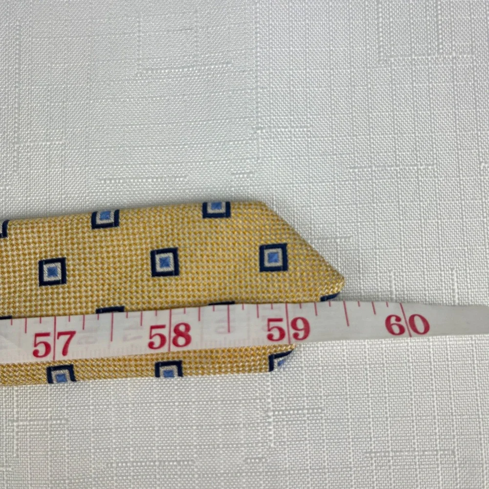Jos. A.Bank Tie Mens Yellow Navy Blue Geometric Square Silk Executive Collection